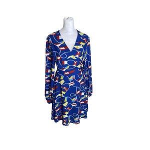 Shinesty Womens medium Wrap Around Dress Side Tie Nautical Buoy Blue